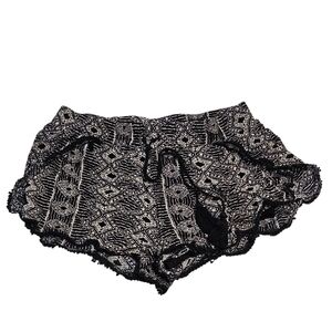 Dex Black and White Patterned Flowy Lined Shorts